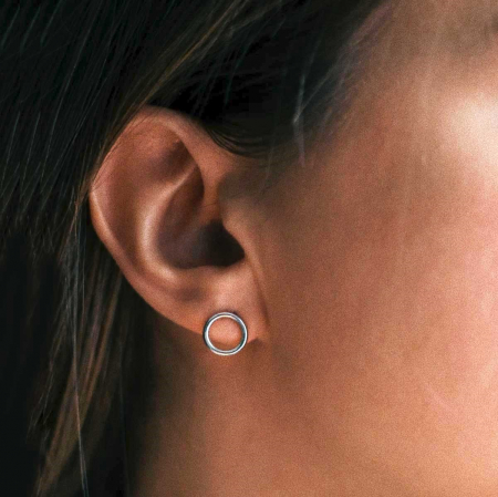Cercei cercuri mici cu tija, 6.5mm, argint 925 placat cu platina [1]