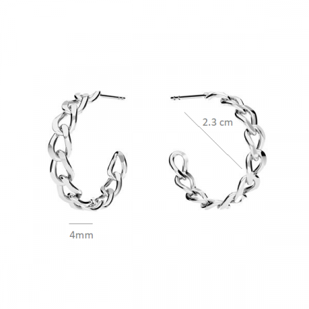 Cercei Chain Hoops din argint 925 placati cu platina, cu tije, diametru 2.3 cm [1]