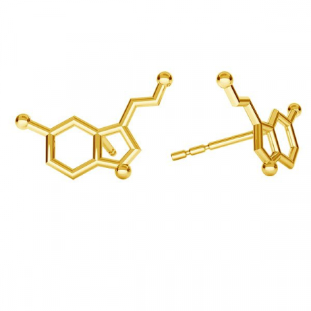 Cercei - Cercei din argint 925 placat cu aur de 18K, cu tija, serotonina, cutie bijuterii