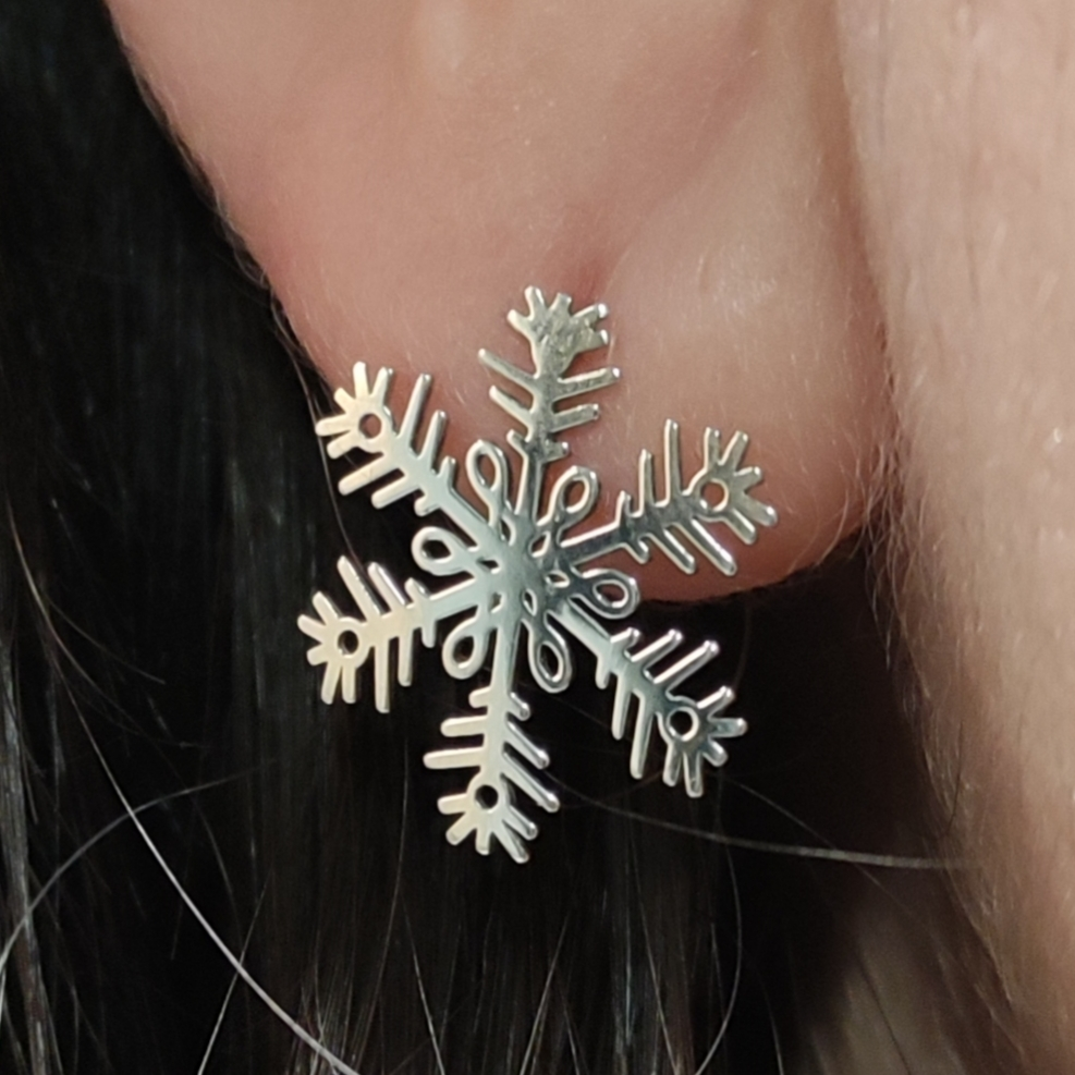 Cercei - Cercei din argint, fulgi de nea