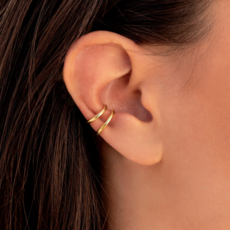 Cercei din argint placat cu aur, ear cuff 1.3 cm [2]
