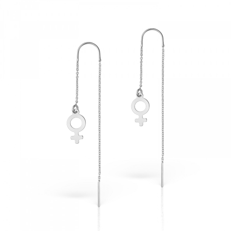 Cercei - Cercei lant cu charm simbol Venus, argint 925 placat cu platina