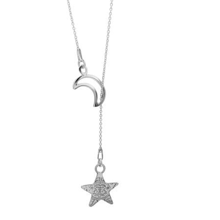 Coliere - Colier luna si stea, Aztec Star, argint 925/999