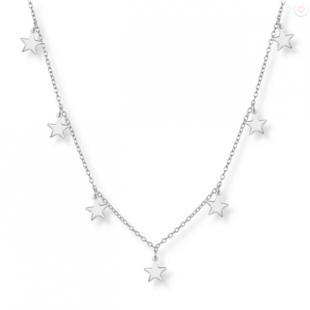 Coliere - Colier choker din argint, cu stelute, 36-44 cm