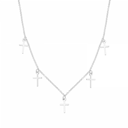 Coliere - Colier din argint, cinci cruciulite