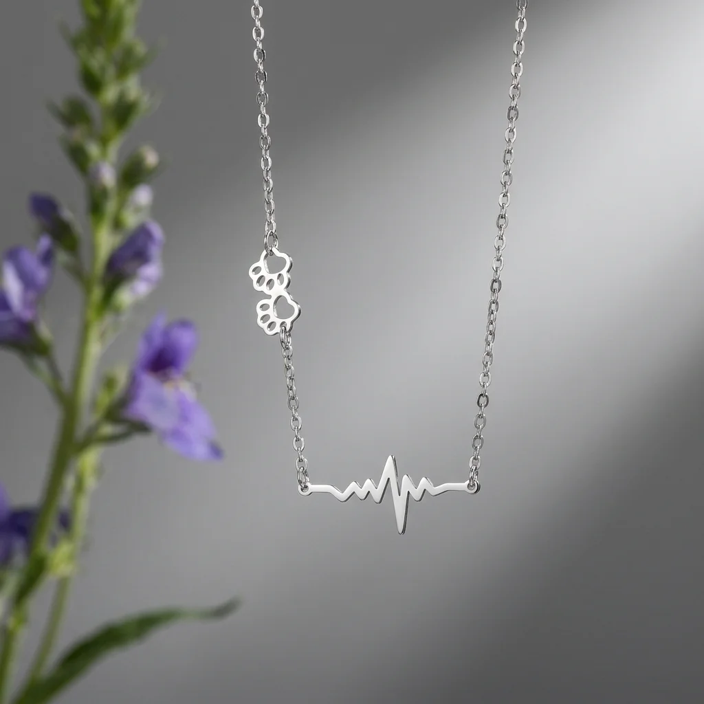 Colier din argint cu EKG si labute