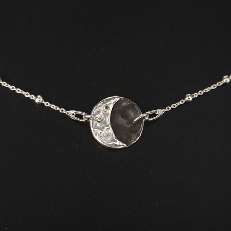 Colier din argint cu pandantiv cu doua fete, semiluna si luna plina, Moon Phase [2]