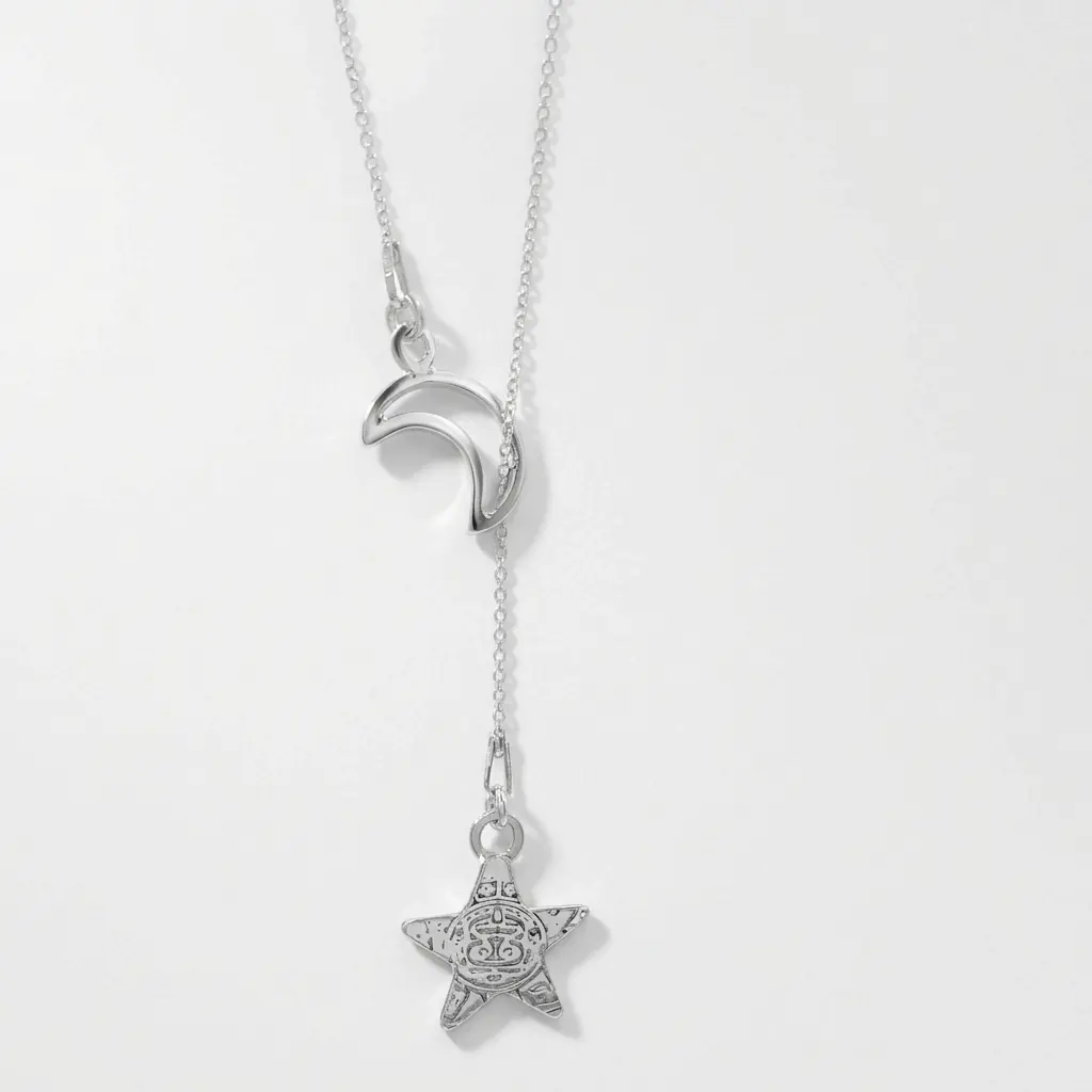 Coliere - Colier luna si stea, Aztec Star, argint 925/999