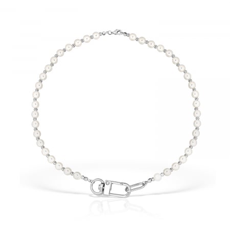 Coliere - Colier perle mother of pearl, margele si pandantiv placate cu rodiu, 42 cm