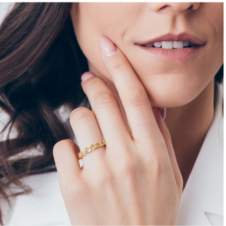 Inele - Inel Chain Ring din argint 925, placat cu aur de 18K, reglabil
