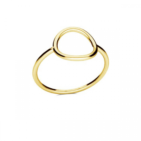 Inele - Inel cu cerc din argint 925 placat cu aur de 18K, Circle Ring, marimea 52