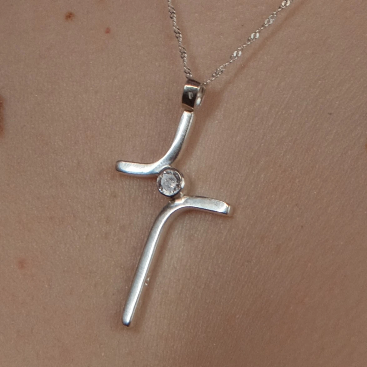 Pandantive - Pandantiv cruce mare, zirconiu alb, argint 925