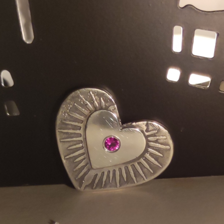 Halloween - Pandantiv din argint in forma de inima cu rubin