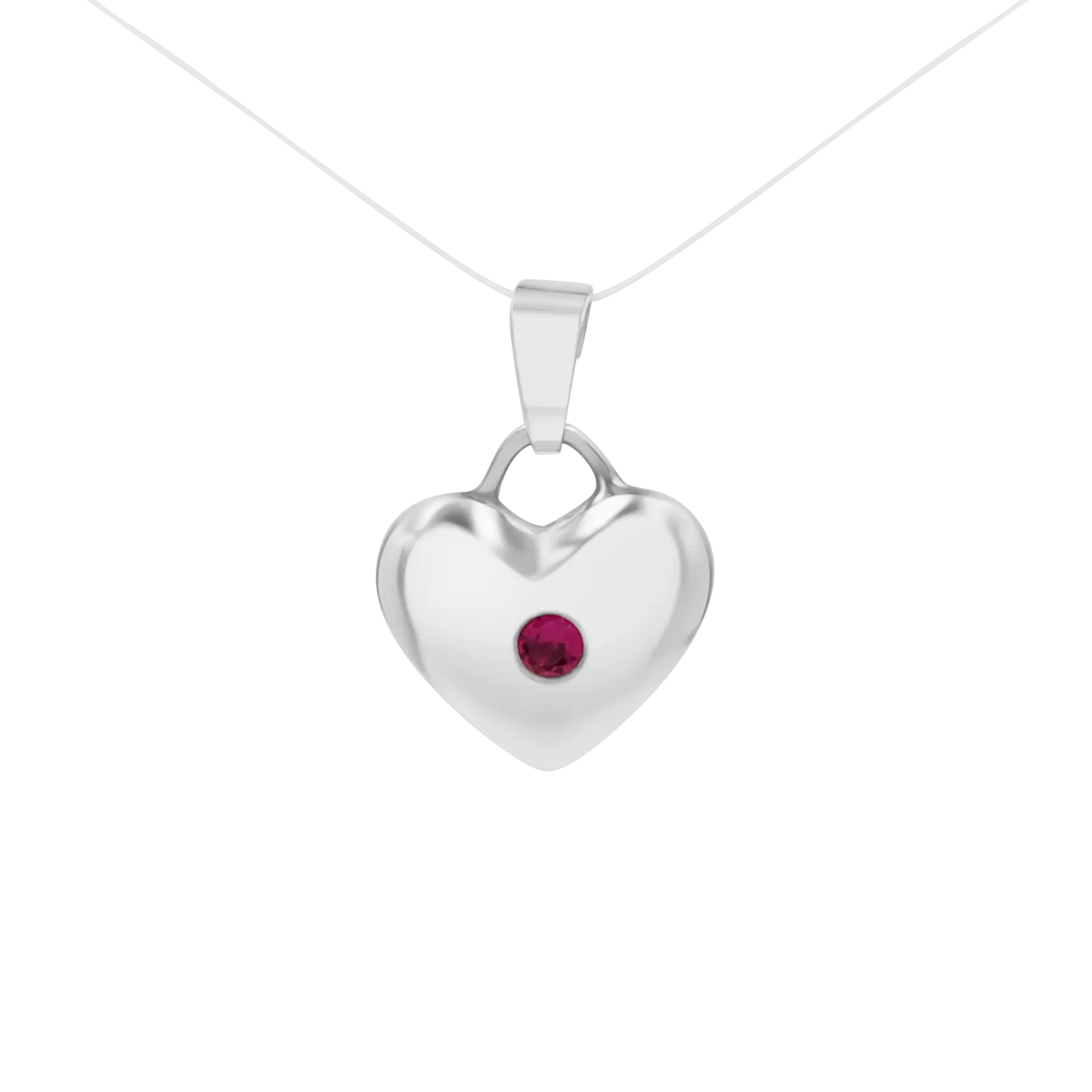 Pandantive - Pandantiv din argint, inima cu rubin sintetic