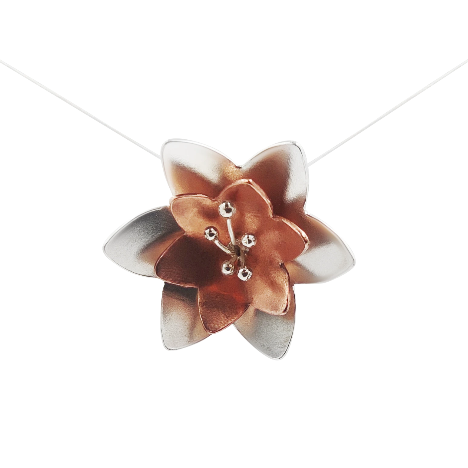 Pandantive - Pandantiv floare din argint si cupru