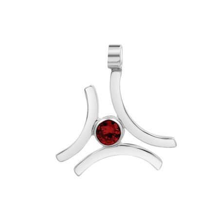 Pandantive - Pandantiv 3 linii intersectate, zirconiu rosu, argint 925