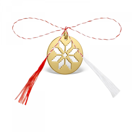 Martisoare - Pandantiv martisor din argint aurit, Colul morii, motiv traditional, ambalaj inclus