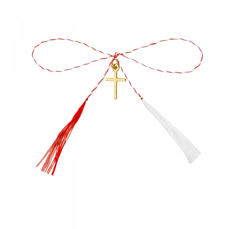 Martisoare - Pandantiv martisor din argint aurit, cruciulita mica, ambalaj inclus