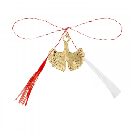 Pandantive - Pandantiv martisor din argint aurit, frunza Gingko Biloba, ambalaj inclus