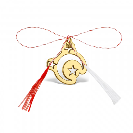 Martisoare - Pandantiv martisor din argint aurit, semiluna si stelute, ambalaj inclus