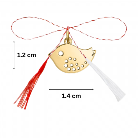 Pandantiv martisor din argint aurit, vrabiuta, ambalaj inclus [3]