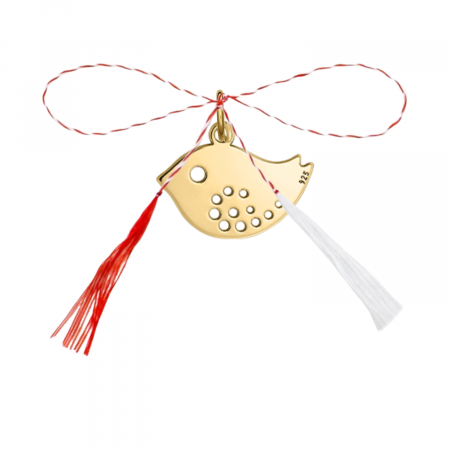 Colectii - Pandantiv martisor din argint aurit, vrabiuta, ambalaj inclus