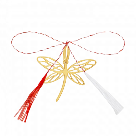 Colectii - Pandantiv martisor din argint placat cu aur, libelula