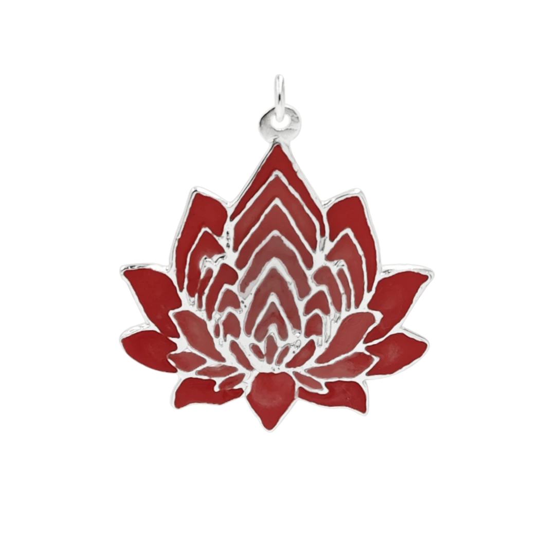 Pandantive - Pandantiv unicat din argint, Red Lotus