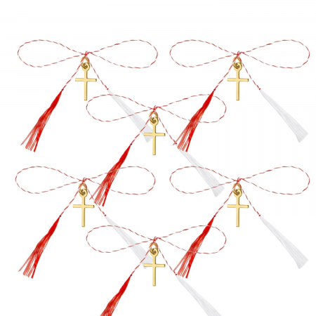 Pandantive - Set 5 mini cruciulite din argint placat cu aur, ambalaj incluj