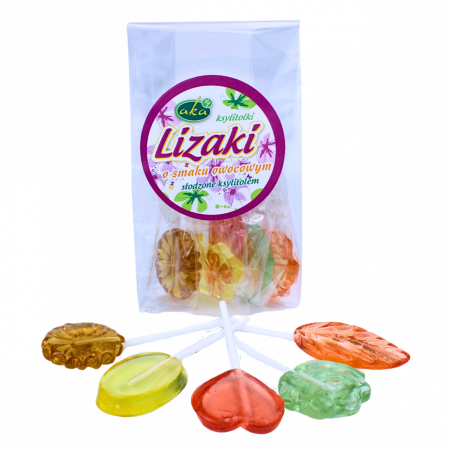 Bomboane si Acadele - Acadele fara zahar, cu xilitol si aroma de fructe, 5x10g - AKA