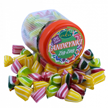 Bomboane si Acadele - Bomboane Zig Zag fara zahar, cu aroma de fructe 160g