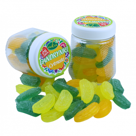 Bomboane si Acadele - Bomboane cu aroma de fructe citrice fara zahar, 160g
