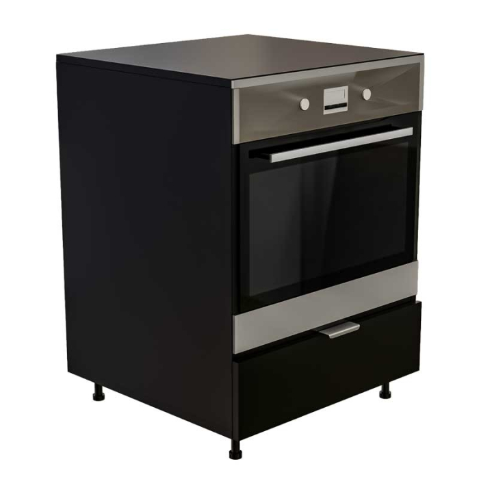 Corp inferior bucătărie pentru cuptor incorporabil, cu spațiu depozitare, 48x63.6x90 cm – Negru Mat, PAL 18 mm, Lucmi [3]