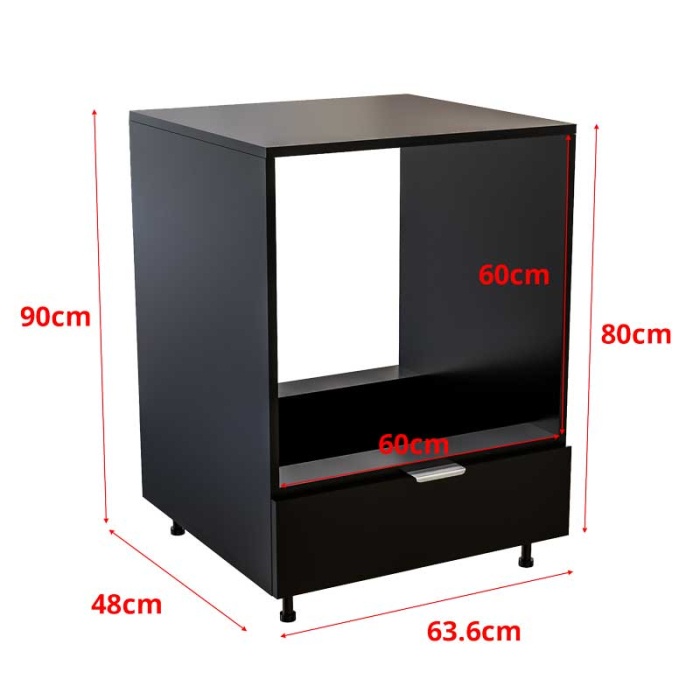 Corp inferior bucătărie pentru cuptor incorporabil, cu spațiu depozitare, 48x63.6x90 cm – Negru Mat, PAL 18 mm, Lucmi [5]