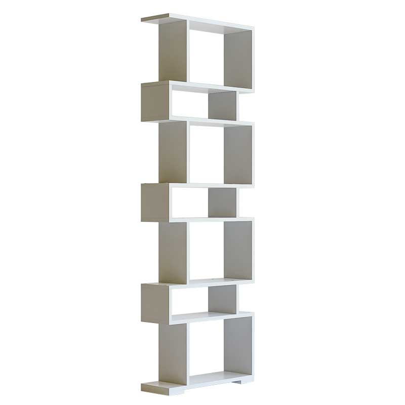 Etajera, Bilbioteca, Lucmi, PAL melaminat 18mm, Alb mat, 7 rafturi , 60x20x181(h) cm [2]