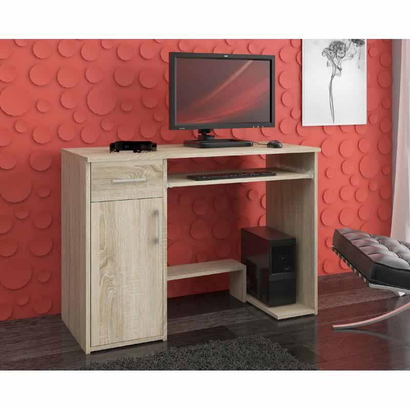 Birou calculator, PAL laminat, 1 sertar, 3 rafturi, stejar, 90x50x74 cm [2]