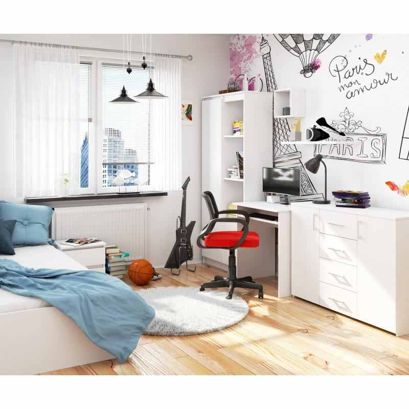 Birou calculator, PAL laminat, raft tastatura, alb, 68x51x74 cm [4]