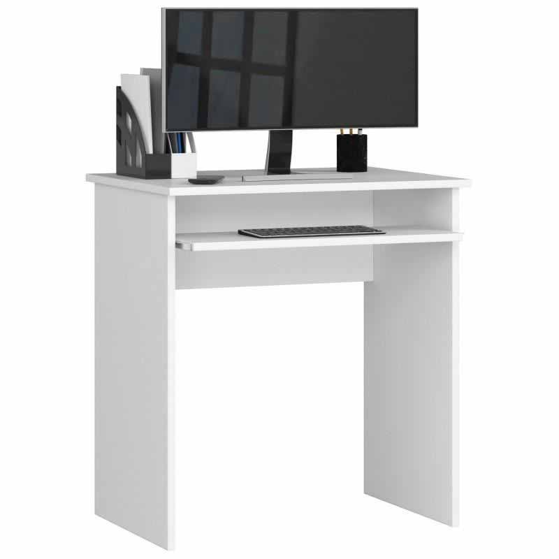 Birou calculator, PAL laminat, raft tastatura, alb, 68x51x74 cm [2]