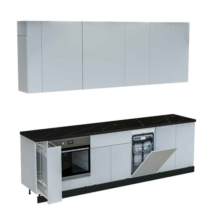 Bucatarie Lucmi Model 2, Alb perlat, Pal 18mm, Cant ABS, 284cm [4]
