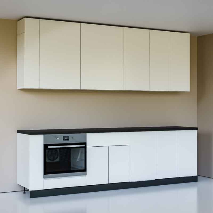 Bucatarie Lucmi Model 2, Alb perlat, Pal 18mm, Cant ABS, 284cm [6]