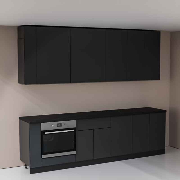 Bucatarie Lucmi Model 2, Negru perlat, Pal 18mm, Cant ABS, 284cm [4]