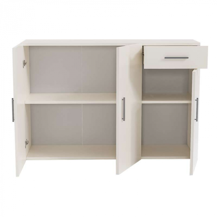 Comoda Lucmi, Pal 18mm, alb ,cu 3 usi si 1 sertar, 120x35x80 cm [5]