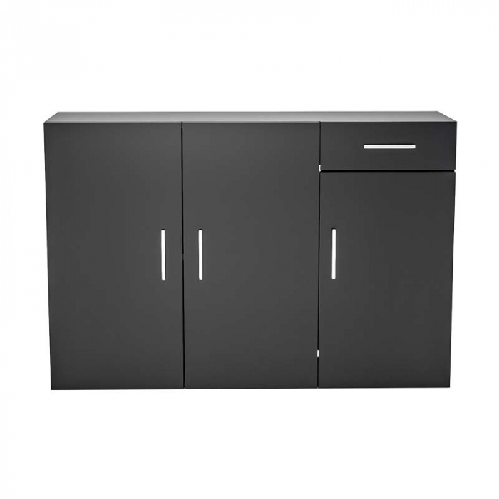 Comoda Lucmi, Pal 18mm, negru ,cu 3 usi si 1 sertar, 120x35x80 cm [3]
