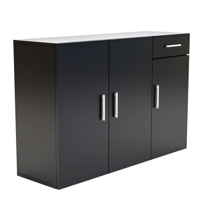 Comoda Lucmi, Pal 18mm, negru ,cu 3 usi si 1 sertar, 120x35x80 cm [2]