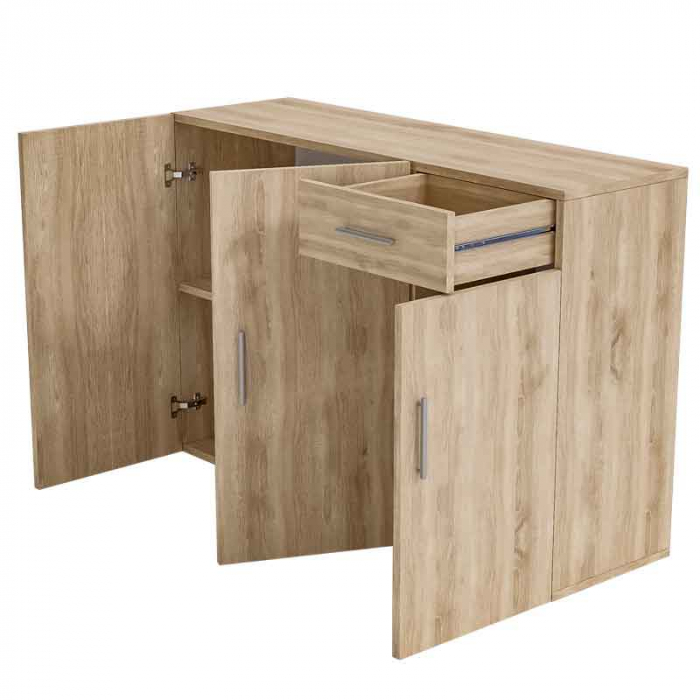 Comoda Lucmi, Pal 18mm, stejar natur ,cu 3 usi si 1 sertar, 120x35x80 cm [7]