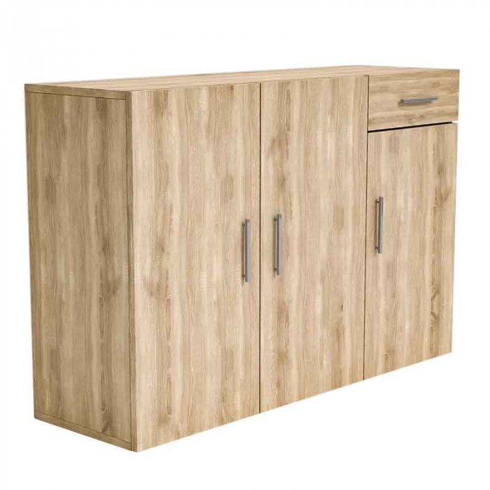 Comoda Lucmi, Pal 18mm, stejar natur ,cu 3 usi si 1 sertar, 120x35x80 cm [4]