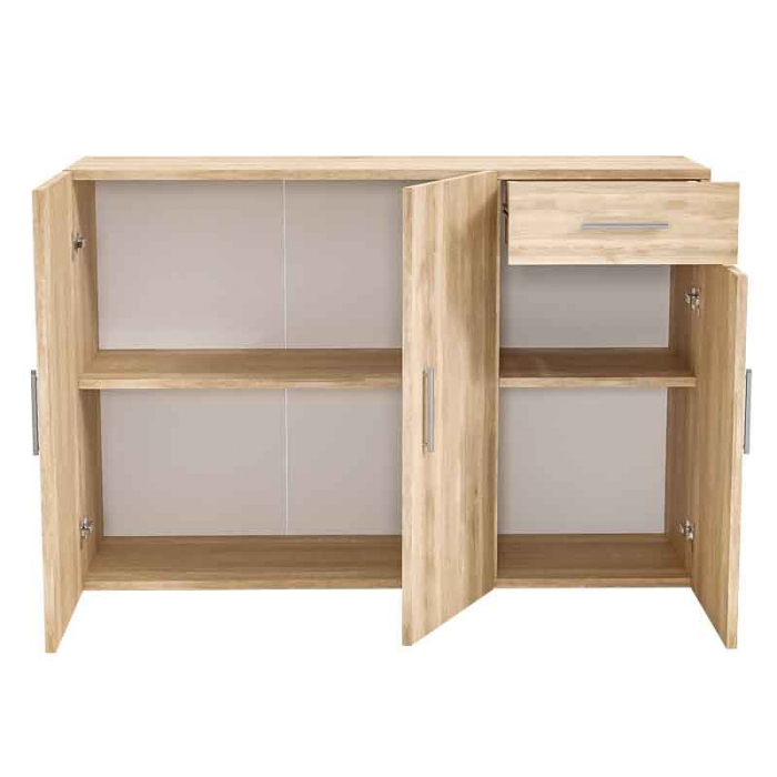 Comoda Lucmi, Pal 18mm, stejar natur ,cu 3 usi si 1 sertar, 120x35x80 cm [6]