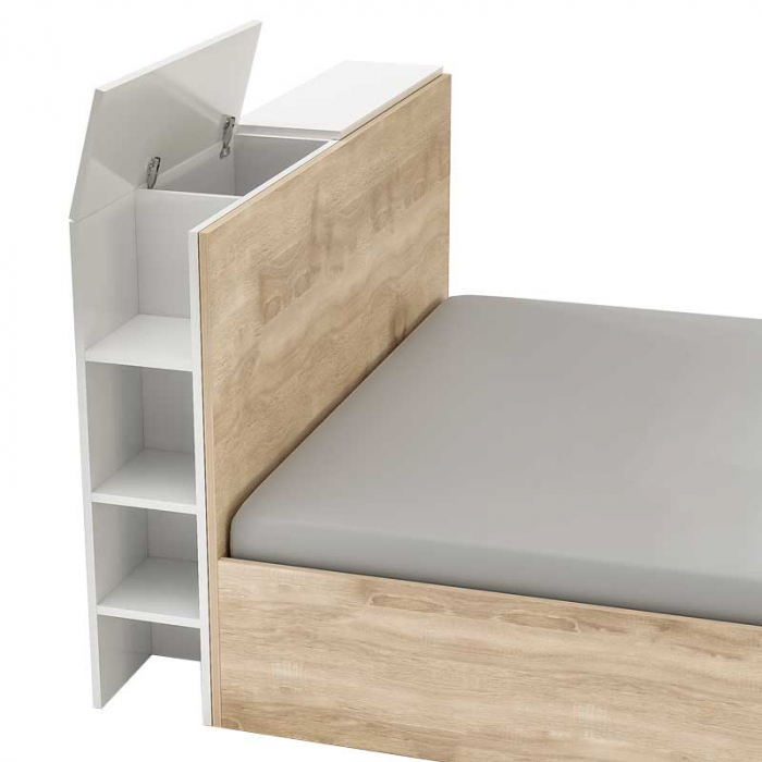 Comoda PAT, Lucmi, Pal 18mm,alb mat ,cu 6 polite, 2 usi si 2 spatii depozitare, 160(L)x25(l)x100(h)cm [7]