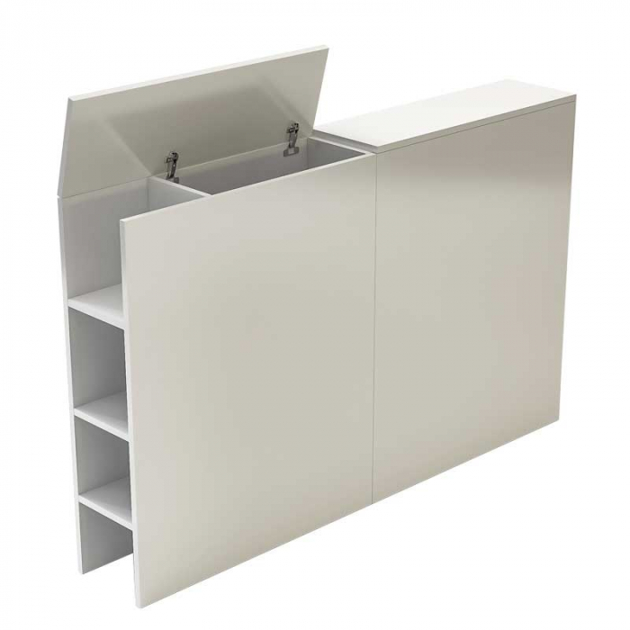 Comoda PAT, Lucmi, Pal 18mm,alb mat ,cu 6 polite, 2 usi si 2 spatii depozitare, 160(L)x25(l)x100(h)cm [3]