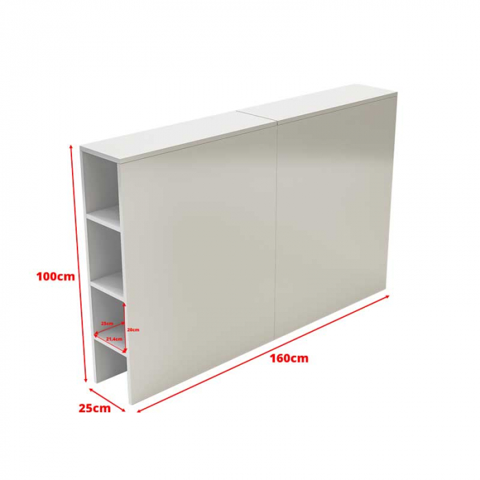 Comoda PAT, Lucmi, Pal 18mm,alb mat ,cu 6 polite, 2 usi si 2 spatii depozitare, 160(L)x25(l)x100(h)cm [9]